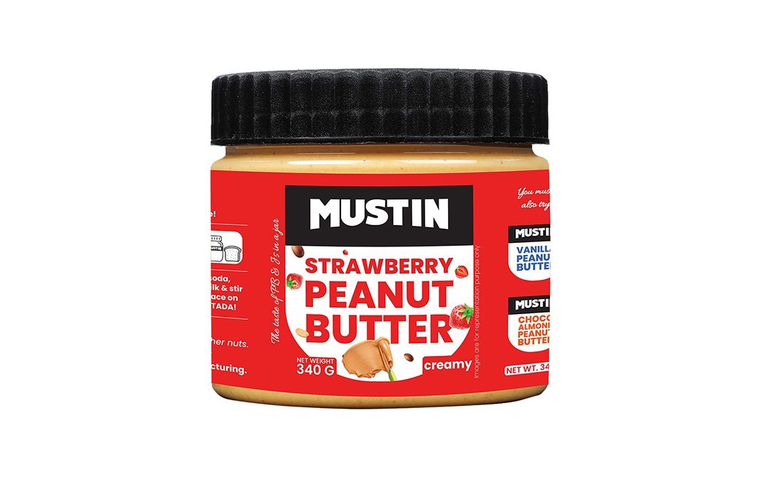 Mustin Strawberry Peanut Butter Creamy   Plastic Jar  340 grams